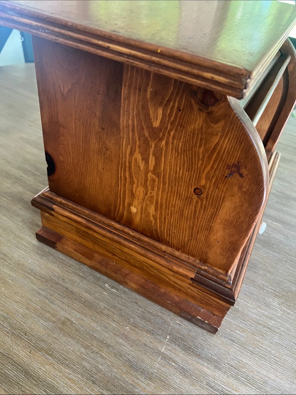 Vintage Roll Top Wooden Bread Box & drawer.  Shelf on top also. Farmhouse
